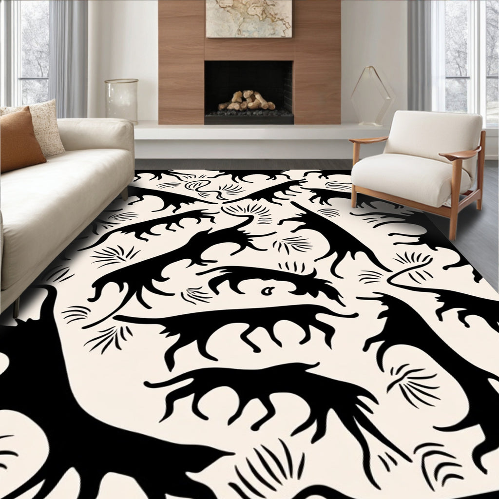 Bold Abstract Animal Silhouette Pattern Rug