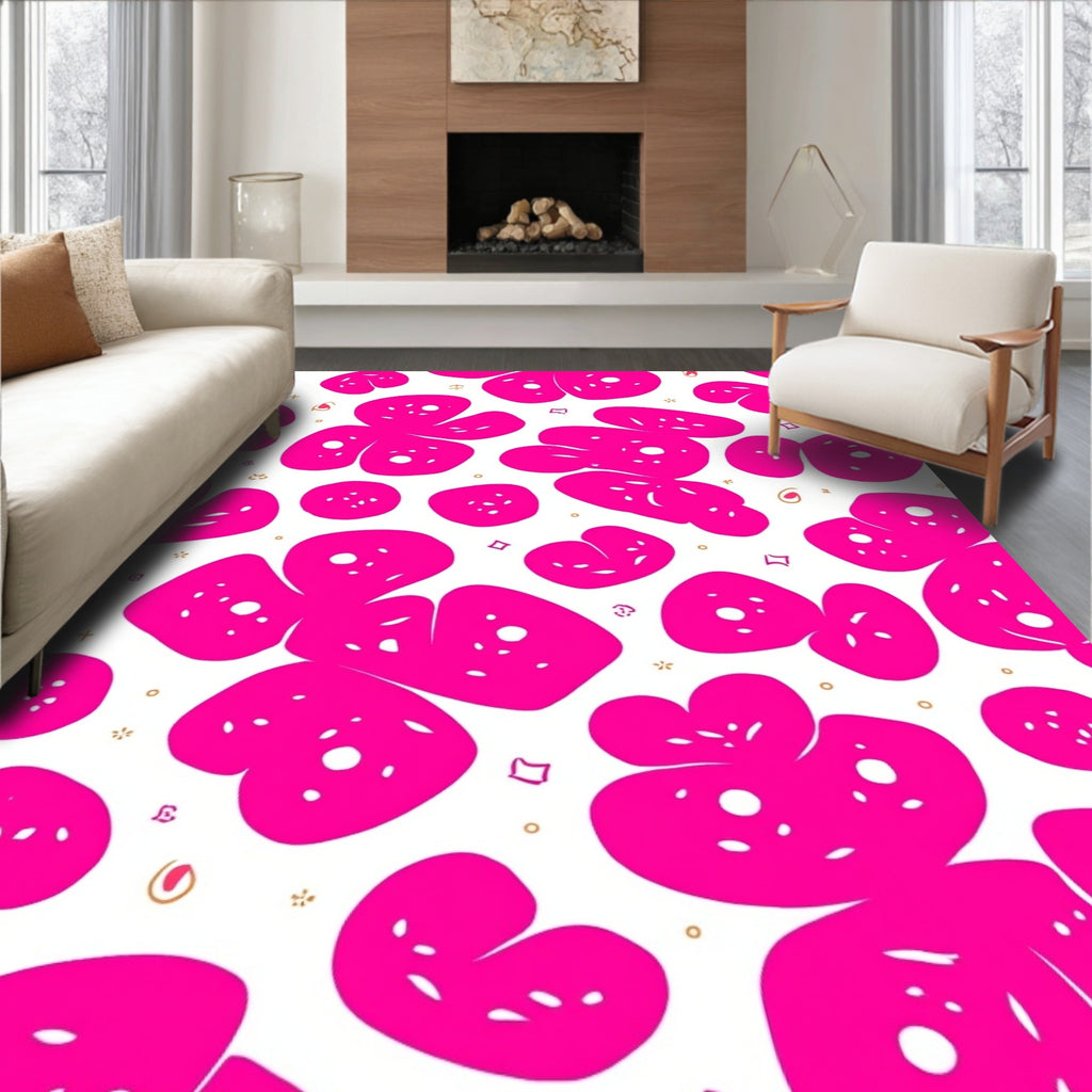 Whimsical Pink Blob Pattern Design Rug