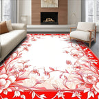 Charming Red Floral Vine Design Rug