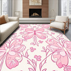 Pink Butterfly Floral Whimsical Pattern Rug