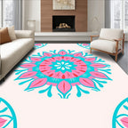 Pink Teal Mandala Inspired Pattern Rug
