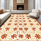 Intricate Floral Pattern With Orange Blooms Rug