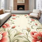 Coral Floral Swirls And Petals Rug