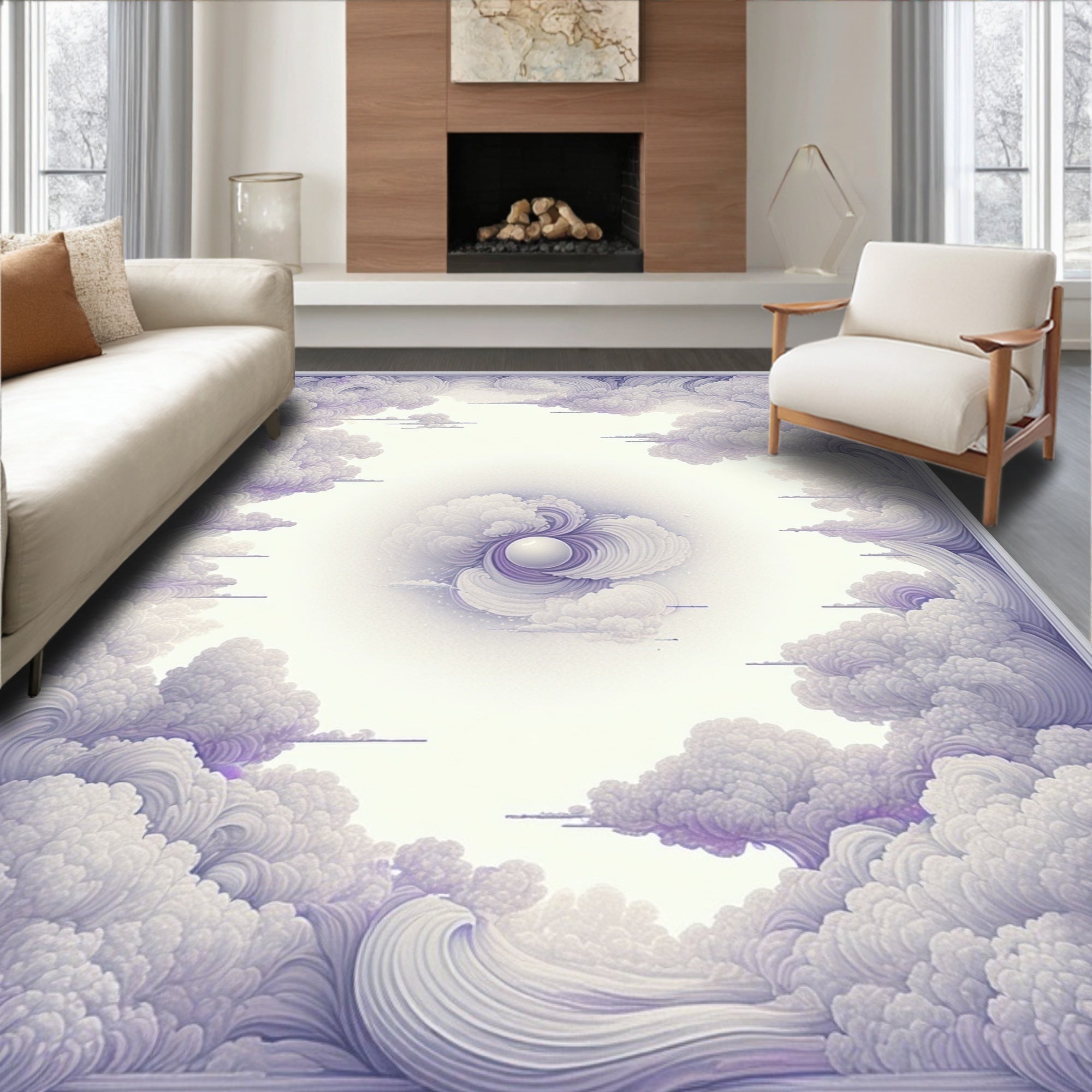 Whimsical Cloud Pearl Dreamscape Rug