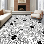 Bold Floral Outline Pattern Rug