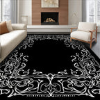Ornate Floral Scrollwork Frame Design Rug