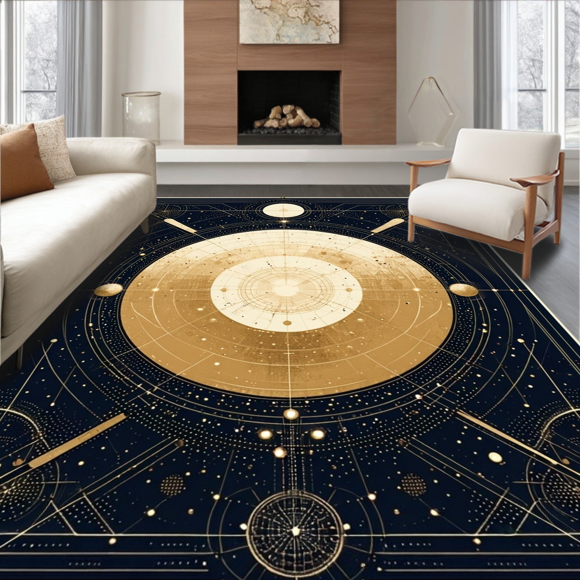 Celestial Galaxy Geometric Abstract Rug