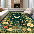 Gilded Floral Butterfly Garden Rug