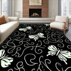 Whimsical Butterflies and Swirling Vines Pattern Rug