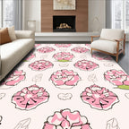 Pink Floral Outline Pattern Rug