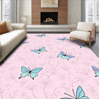 Pastel Butterfly Floral Sketch Pattern Rug