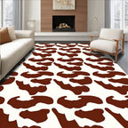 Brown White Abstract Organic Pattern Rug