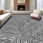 Abstract Black White Contour Pattern Rug