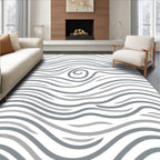 Gray White Swirl Wave Pattern Rug