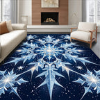 Crystal Snowflake Symmetry Blue Design Rug