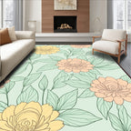 Pastel Floral Pattern Outline Design Rug