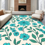 Turquoise Daisy Pattern Rug