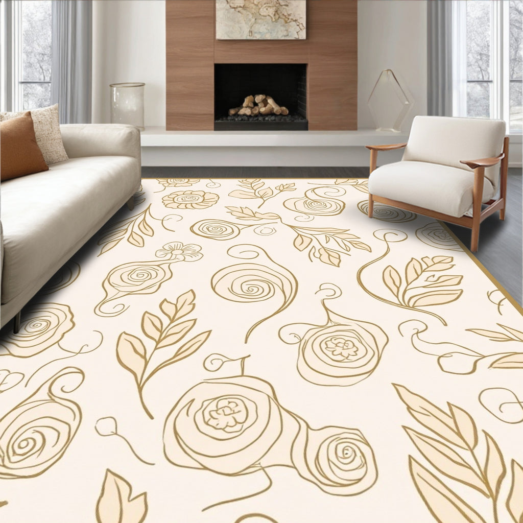 Floral Swirls Leaf Pattern Design Rug