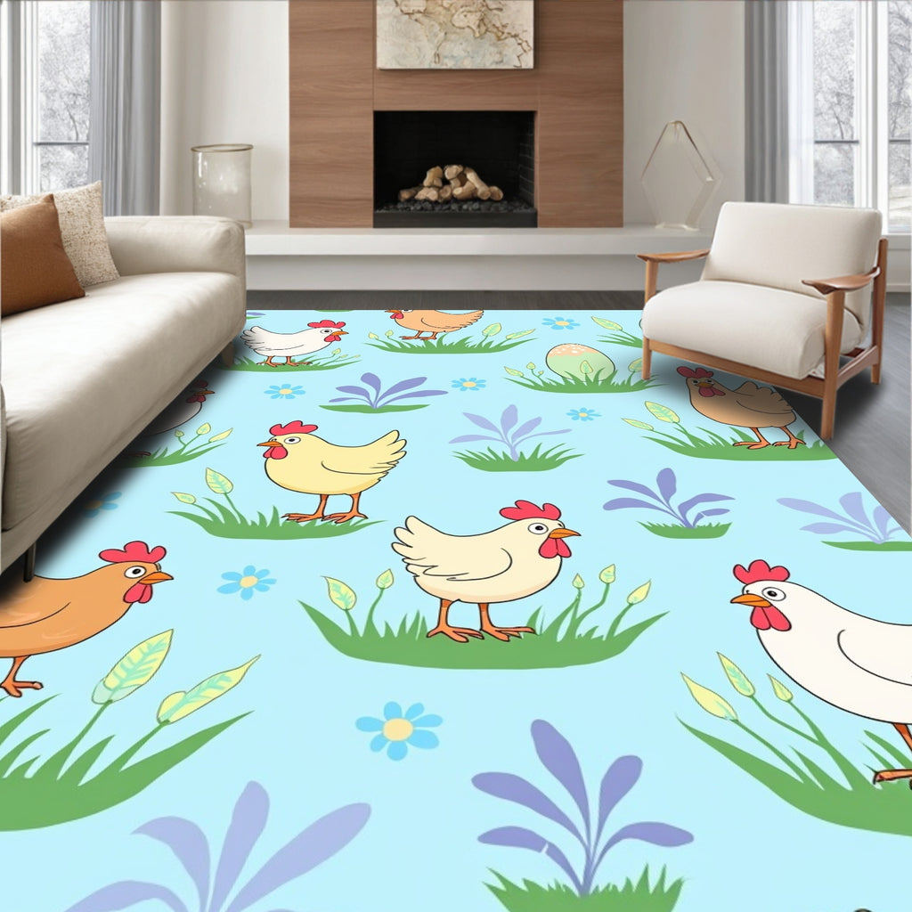 Cute Chicken Easter Pattern Design Rug