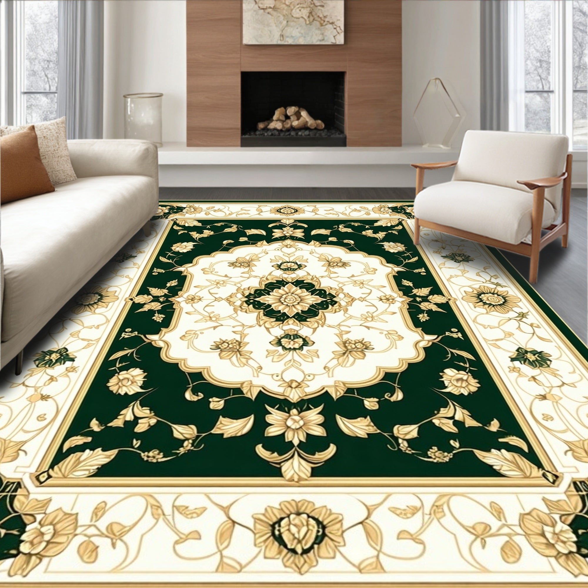 Classic Floral Swirls Repeating Pattern Rug