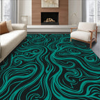 Teal Swirling Abstract Pattern Rug
