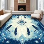 Blue Dreamcatcher Feather Mosaic Rug