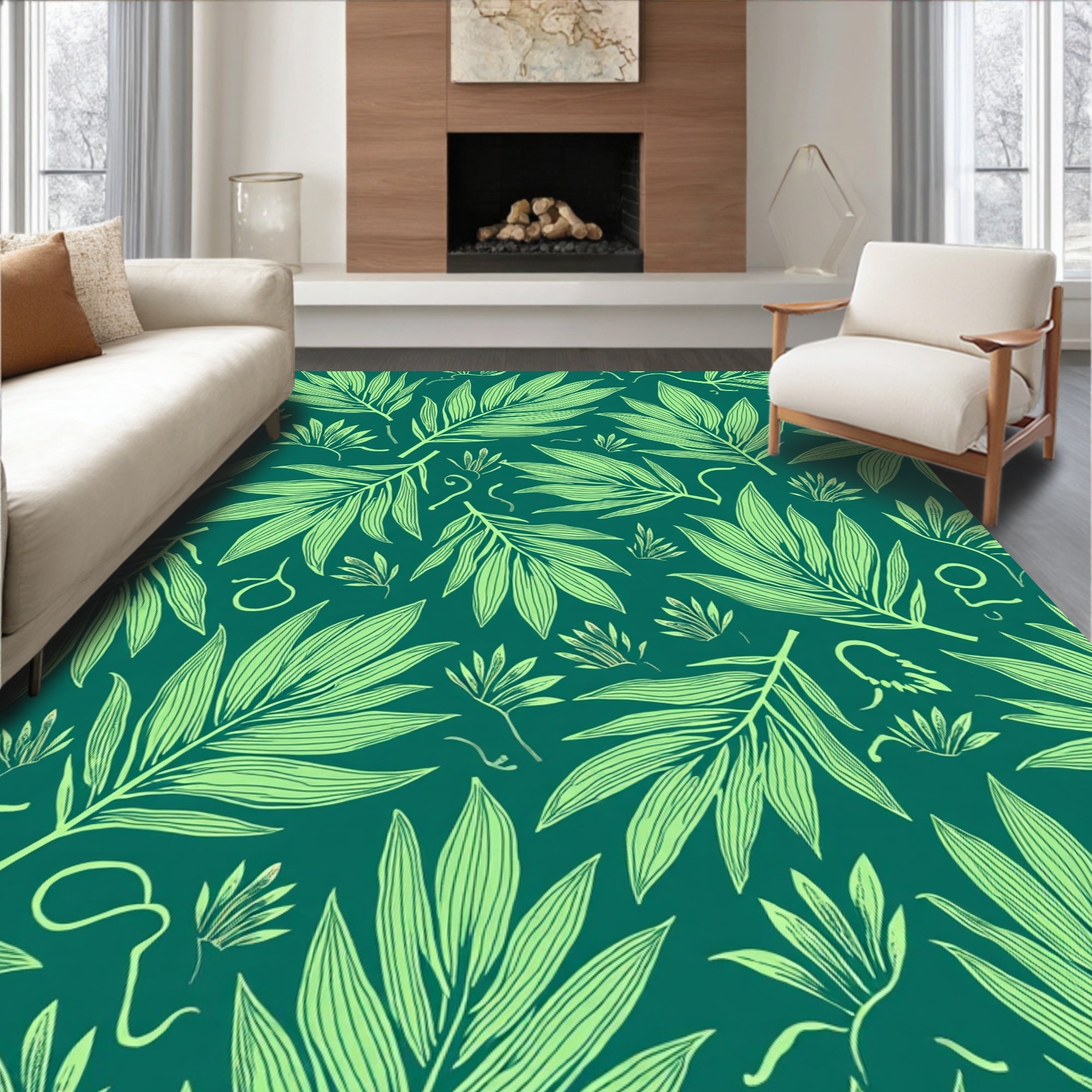 Tropical Leaf Pattern Design Rug