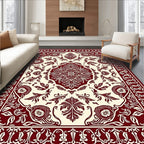Exquisite Maroon Floral Medallion Ornament Rug