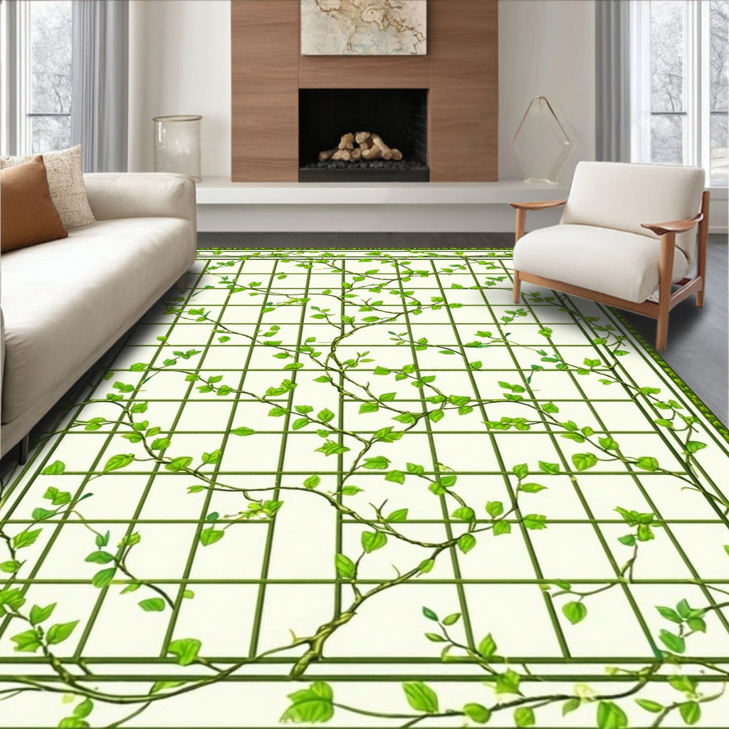Green Vine Lattice Decorative Rug