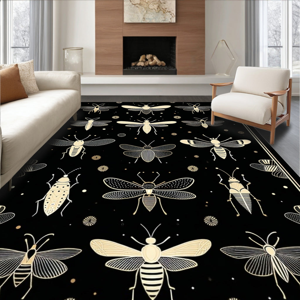 Elegant Insect Collection Design Rug