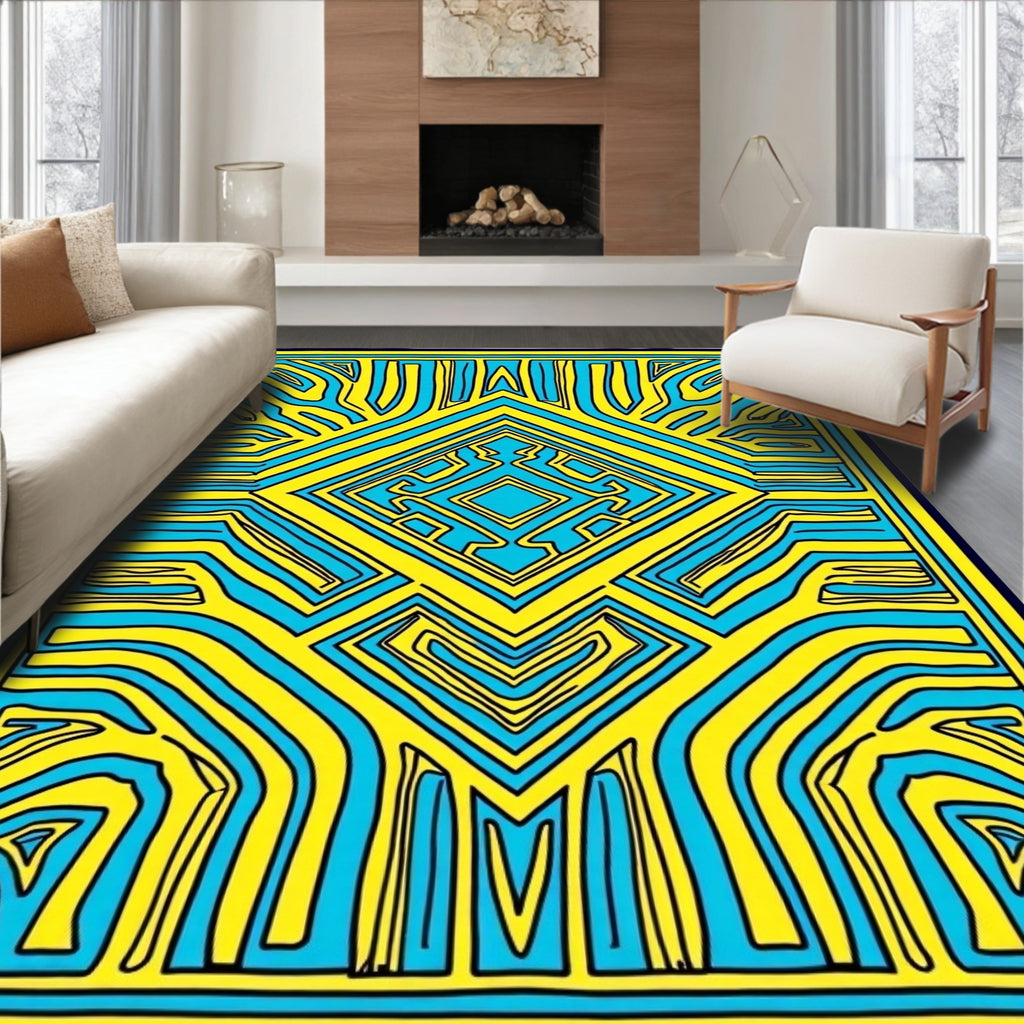 Bold Geometric Symmetrical Pattern Rug
