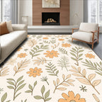 Botanical Leaf and Flower Pattern Rug