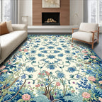 Floral Meadow Garden Blue Cream Rug