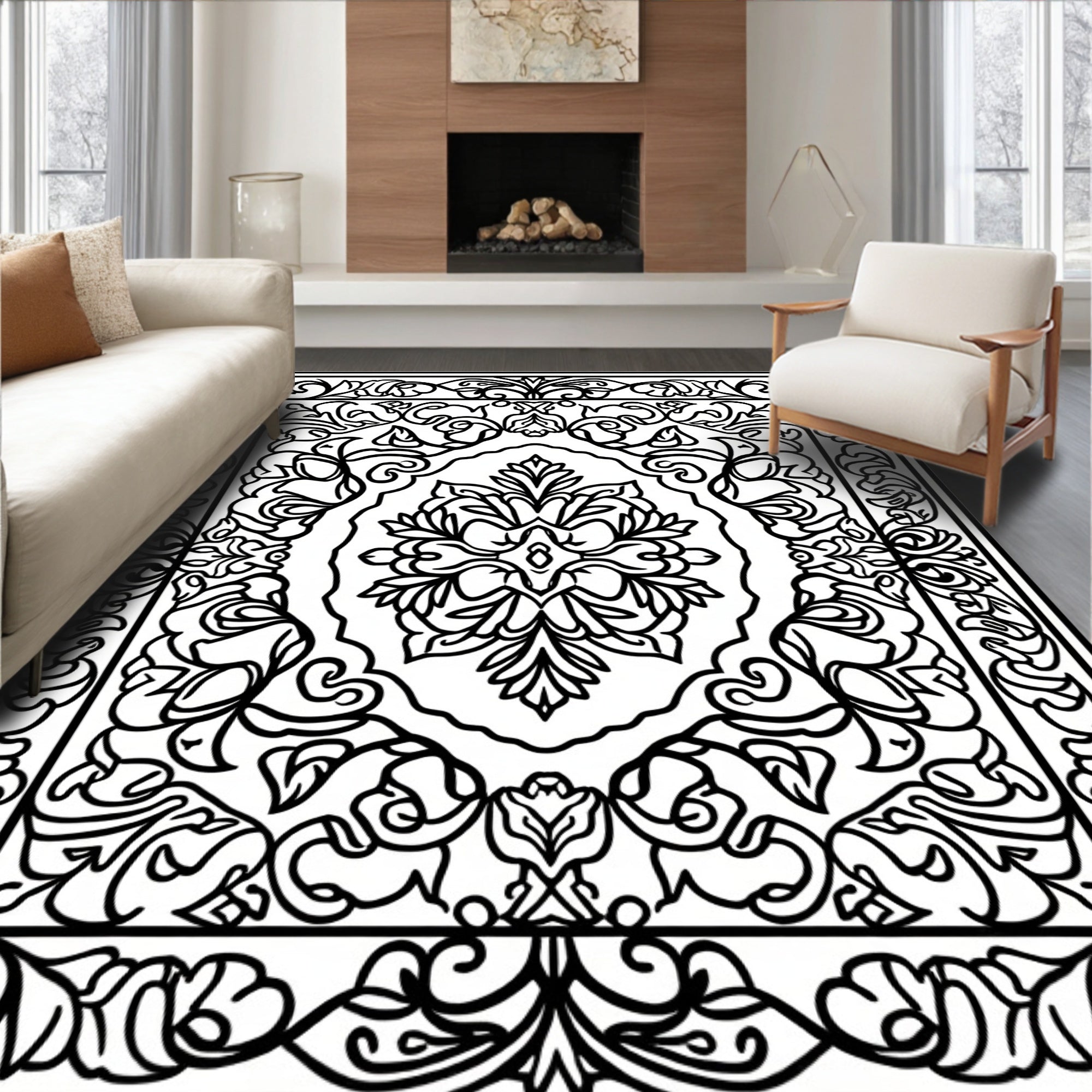 Ornate Floral Scrollwork Rug