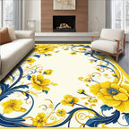 Radiant Yellow Floral Vine Design Rug