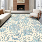 Art Nouveau Blue Floral Vine Pattern Rug