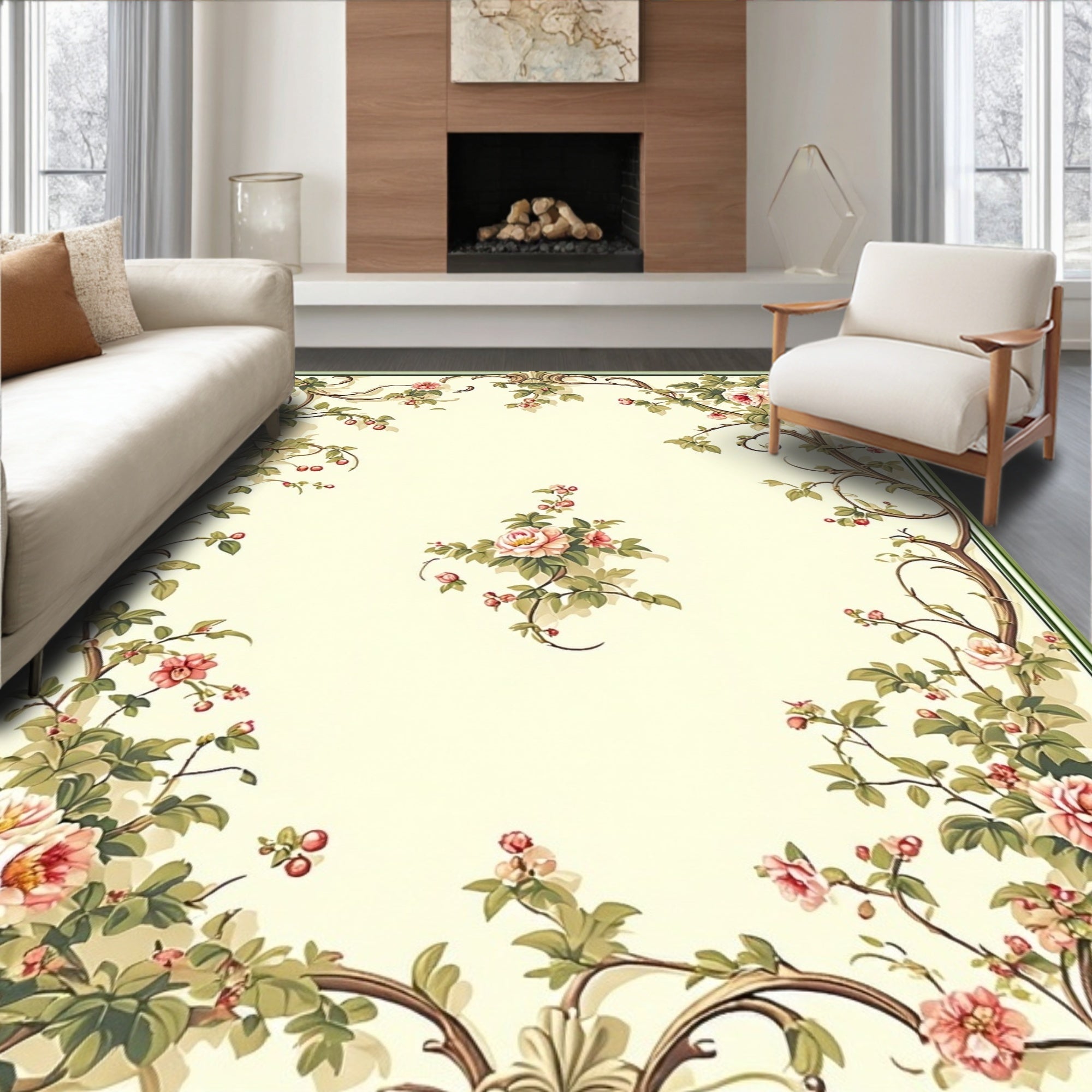 Elegant Floral Vine Pattern Rug