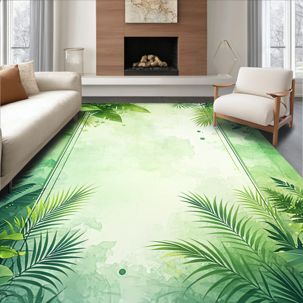 Lush Greenery Tropical Leaf Design Rug