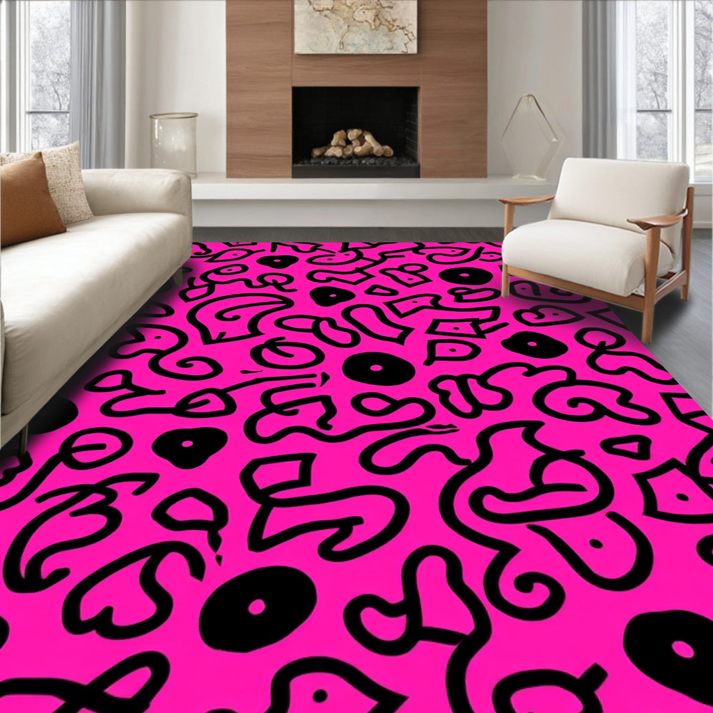 Abstract Splatter Swirl Pattern Rug