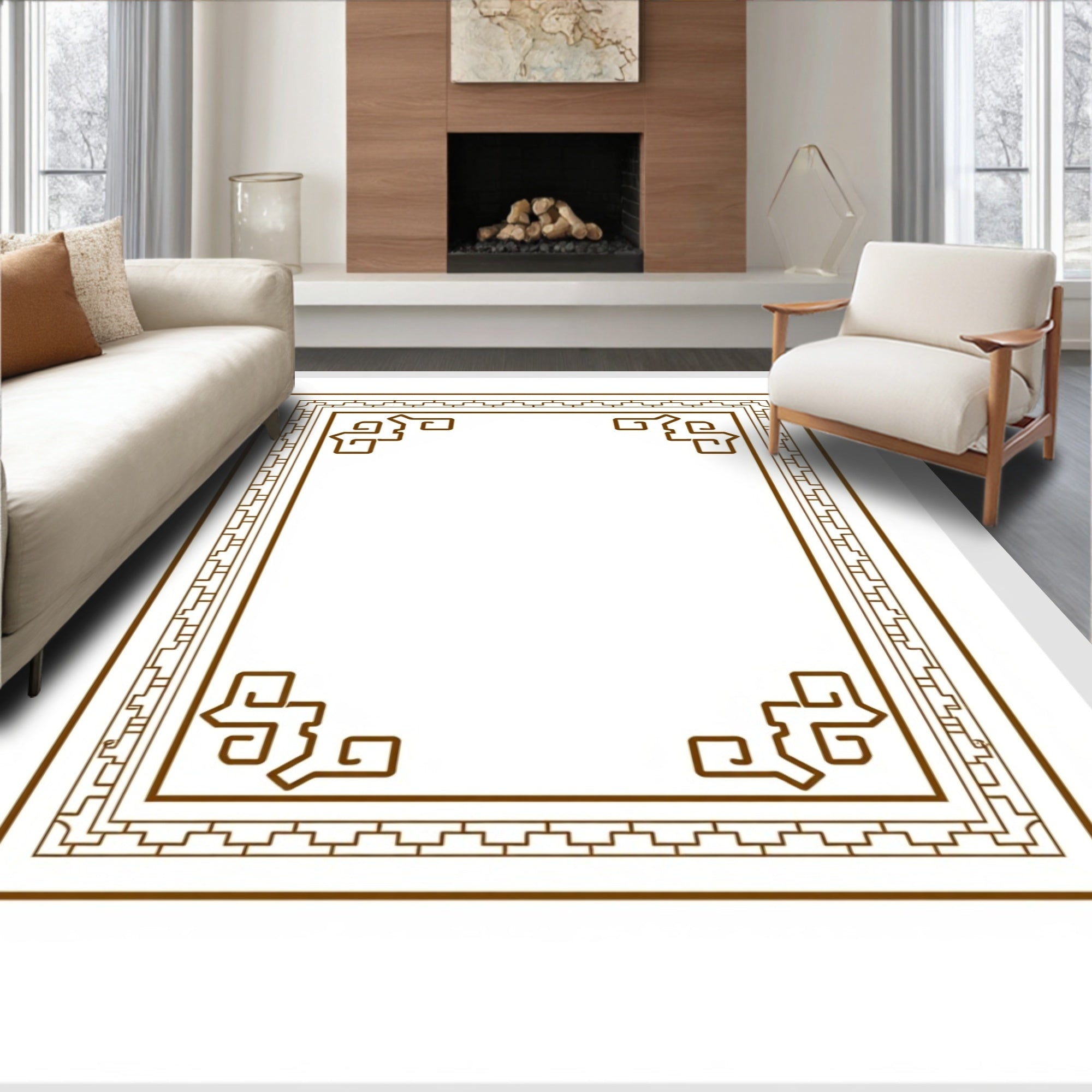 Classic Scroll Geometric Pattern Rug