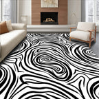 Bold Black White Swirl Pattern Rug