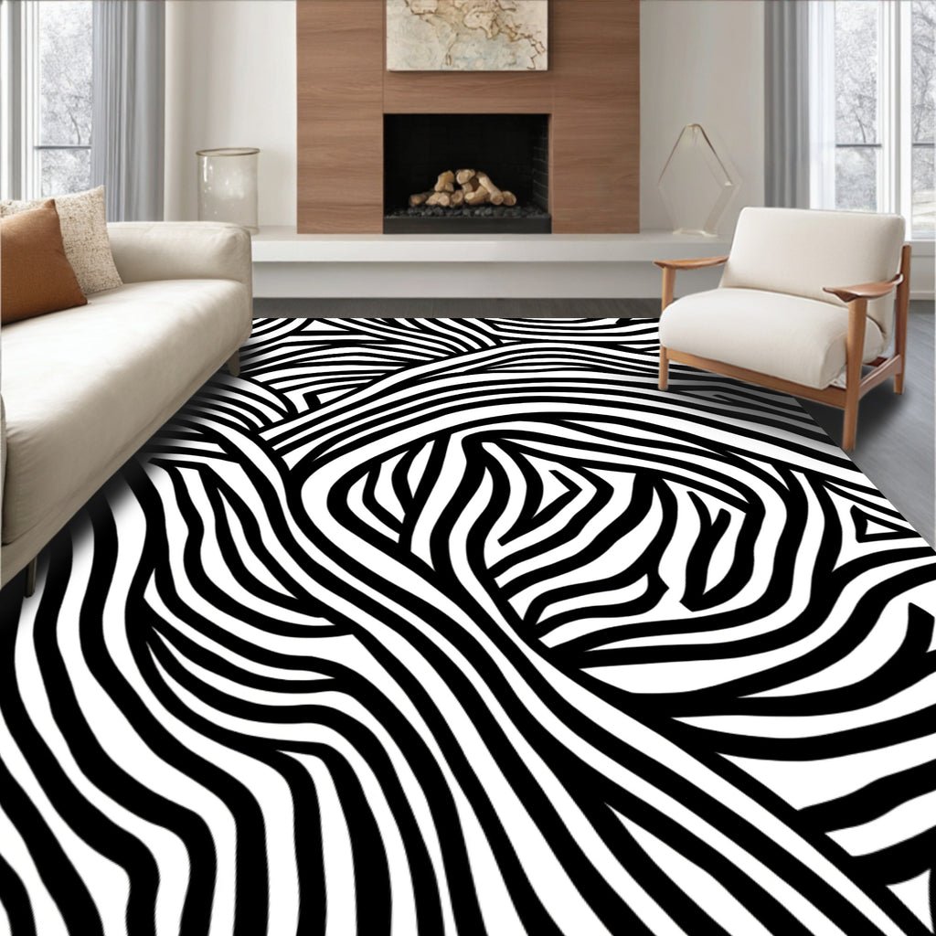 Bold Black Zebra Stripes Pattern Rug