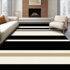 Bold Black White Stripe Design Rug