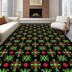 Green Red Floral Snowflake Harmony Rug