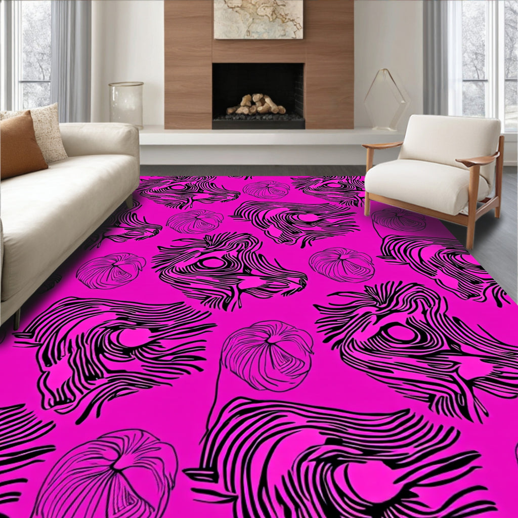 Striking Abstract Animal Faces Pattern Rug