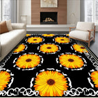 Vibrant Yellow Floral Pattern Rug