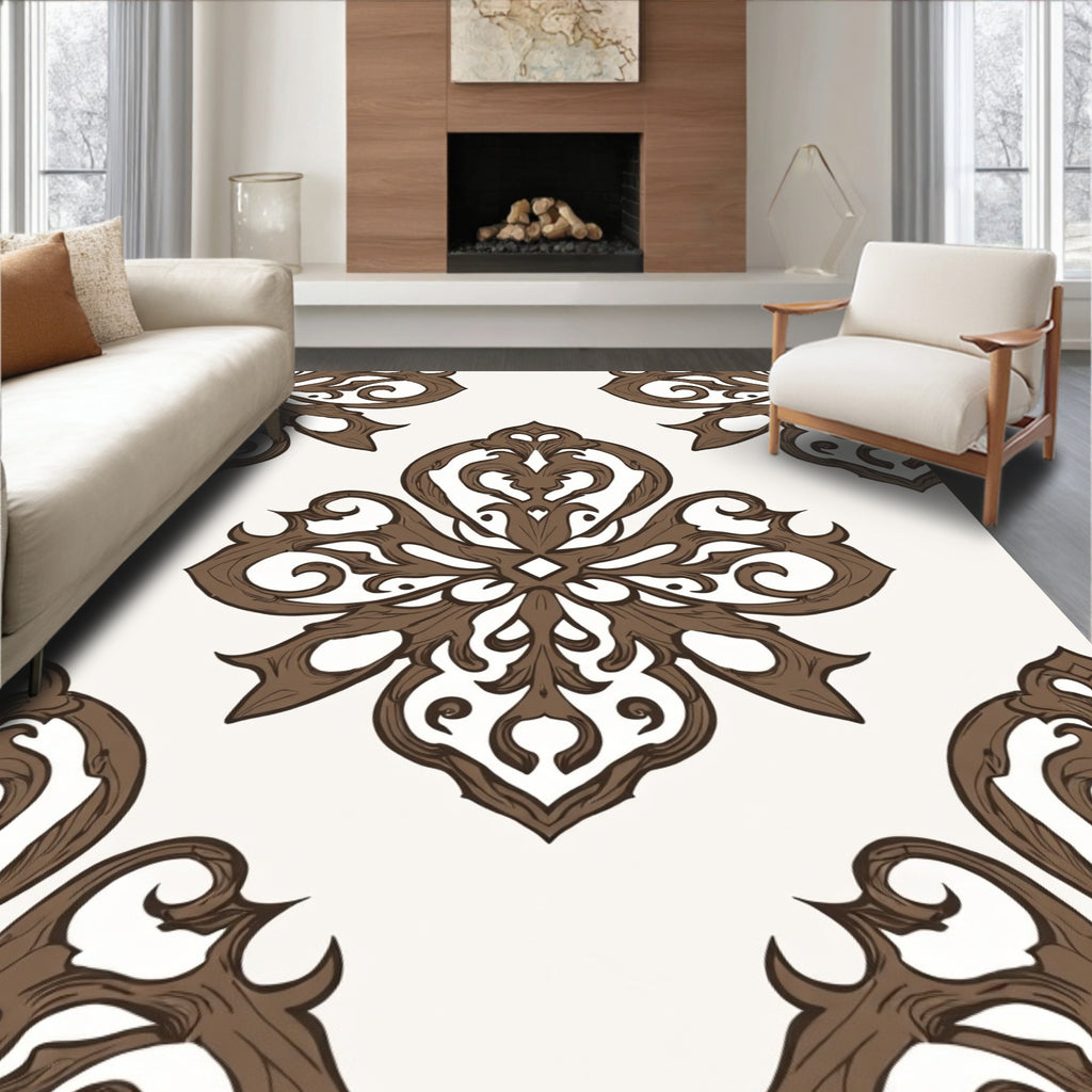 Ornate Floral Scrollwork Pattern Rug