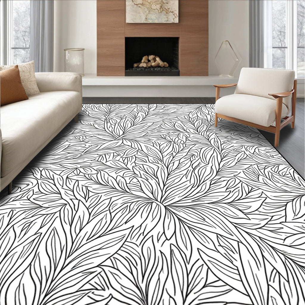 Botanical Leaf Pattern Design Rug