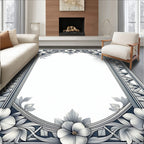 Elegant Art Deco Floral Border Design Rug