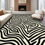Bold Black Abstract Zebra Stripe Rug